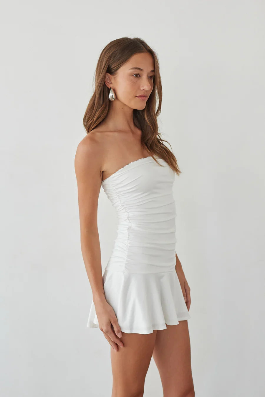 Alora Strapless Ruched Mini Dress